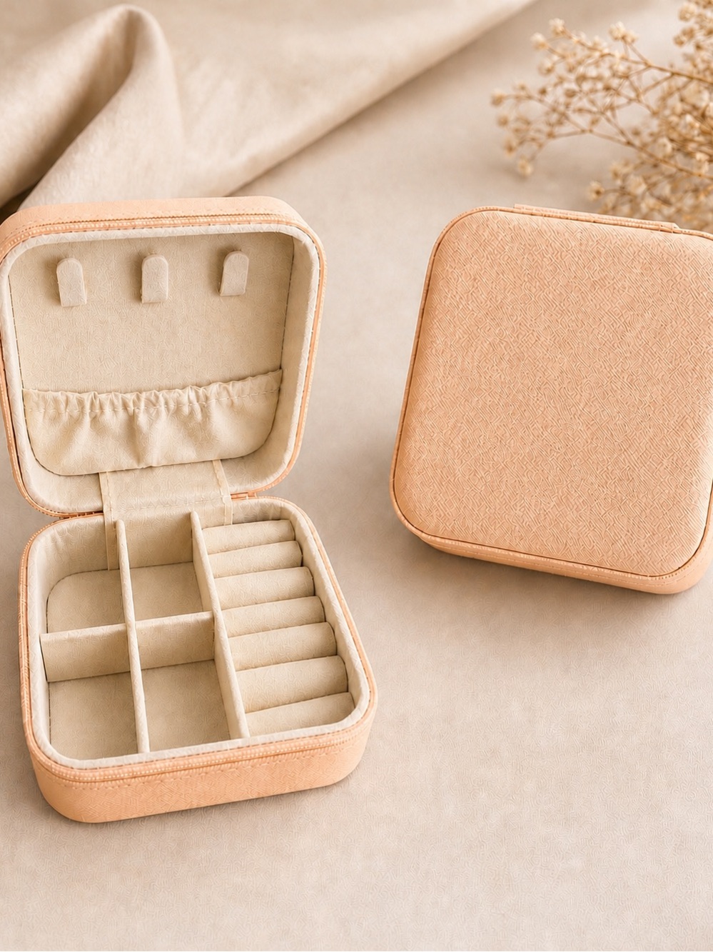 Peachy Pink Travel Jewelry Box